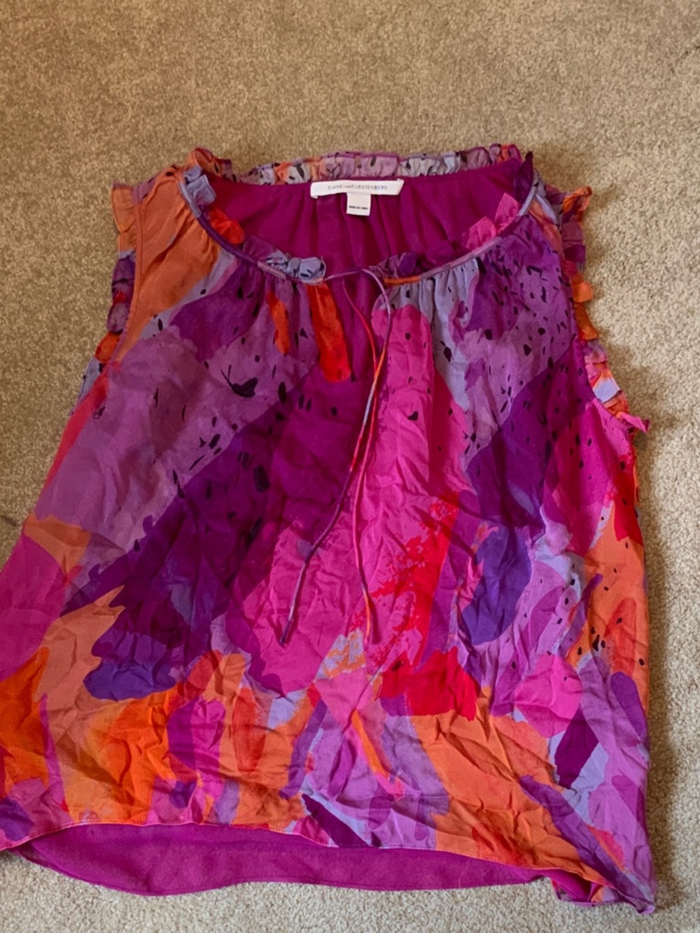 Diane Von Furstenberg Sleeveless Blouse in Pink, Purple, Orange